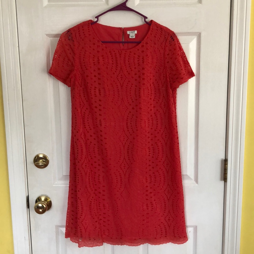 J.Crew Salmon Lace Shift Dress